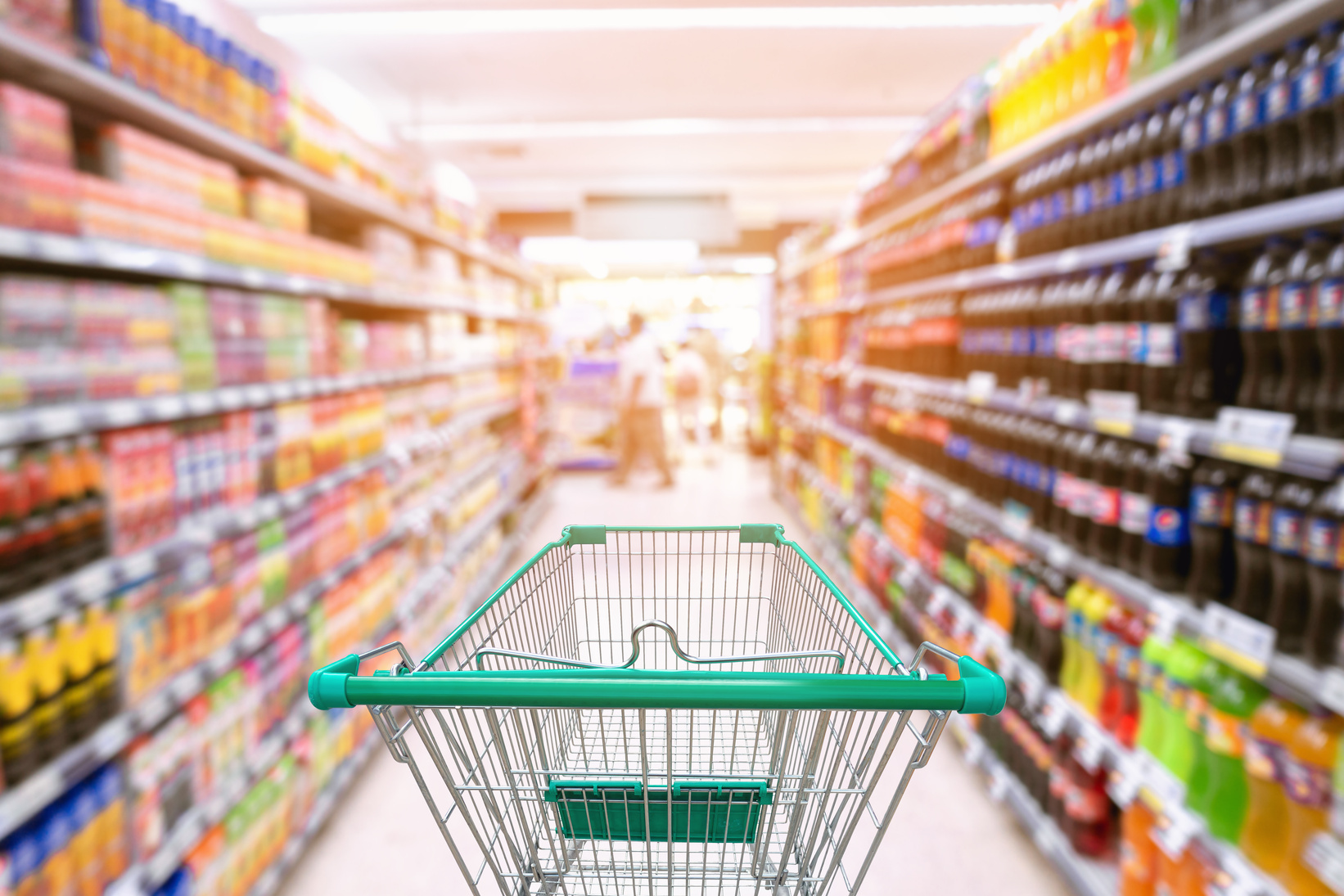 Shopping trolley in supermarket store